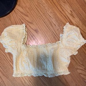 Yellow Off the Shoulder Crop Top